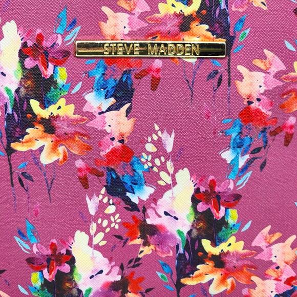 Steve Madden Floral Crossbody Purse BMAGGIE Bag Pink Gold Hardware - Picture 4 of 9